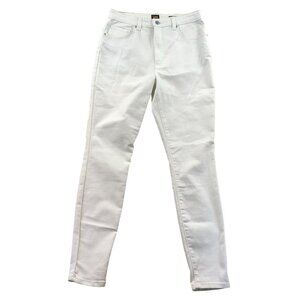 Lee Women Jeans Size 30 Medium White Denim Stretch High-Rise Skinny Ankle Casual
